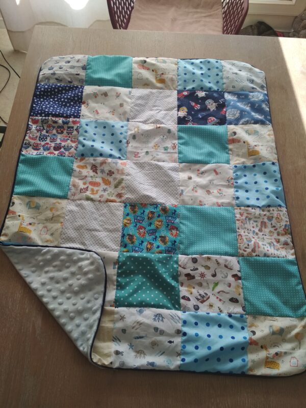 plaid "patchwork bleu"